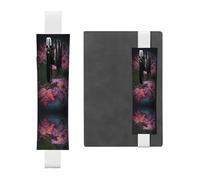 Leather Pen Holder Bookmark GGNKDL Maple Leaves in The rain Pattern for Hardcover Journals, Diaries, Planners - Adjustable Strap Band Pouch