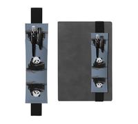 Leather Pen Holder Bookmark GGNKDL Panda in The tire Pattern for Hardcover Journals, Diaries, Planners - Adjustable Strap Band Pouch