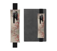 Leather Pen Holder Bookmark GGNKDL Plum Blossoms Under The Snow Pattern for Hardcover Journals, Diaries, Planners - Adjustable Strap Band Pouch