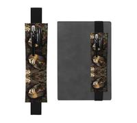 Leather Pen Holder Bookmark GGNKDL Sleeping owl Pattern for Hardcover Journals, Diaries, Planners - Adjustable Strap Band Pouch