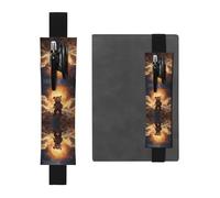 Leather Pen Holder Bookmark GGNKDL The Little Bear on The Planet Pattern for Hardcover Journals, Diaries, Planners - Adjustable Strap Band Pouch