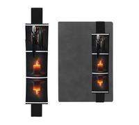 Leather Pen Holder Bookmark LLKGOT Burning Candles Printing for Hardcover Journals, Diaries, Planners - Adjustable Strap Band Pouch