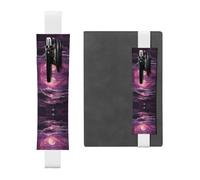 Leather Pen Holder Bookmark LLKGOT Purple Tide Printing for Hardcover Journals, Diaries, Planners - Adjustable Strap Band Pouch