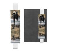 Leather Pen Holder Bookmark RRKDOY African Elephants in The Grasslands Printed for Hardcover Journals, Diaries, Planners - Adjustable Strap Band Pouch