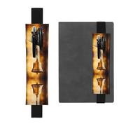 Leather Pen Holder Bookmark RRKDOY Bell Made of Copper or Bronze Printed for Hardcover Journals, Diaries, Planners - Adjustable Strap Band Pouch