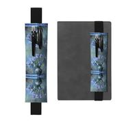 Leather Pen Holder Bookmark RRKDOY Iris in a vase Printed for Hardcover Journals, Diaries, Planners - Adjustable Strap Band Pouch