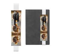 Leather Pen Holder Bookmark RRKDOY Little Duck Playing The Organ Printed for Hardcover Journals, Diaries, Planners - Adjustable Strap Band Pouch