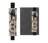 Leather Pen Holder Bookmark RRKDOY Puppy Sticking Out Tongue Printed for Hardcover Journals, Diaries, Planners - Adjustable Strap Band Pouch