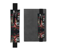 Leather Pen Holder Bookmark RRKDOY Roses Outside The car Window Printed for Hardcover Journals, Diaries, Planners - Adjustable Strap Band Pouch