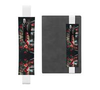 Leather Pen Holder Bookmark RRKDOY Roses Outside The car Window Printed for Hardcover Journals, Diaries, Planners - Adjustable Strap Band Pouch