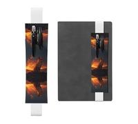 Leather Pen Holder Bookmark RRKDOY Volcano Fox Printed for Hardcover Journals, Diaries, Planners - Adjustable Strap Band Pouch