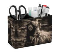 Leather Pen Holder Cute Leather Pen Case Elegance Black And White Goat Printing Leather Pen Container For Home Office Desk
