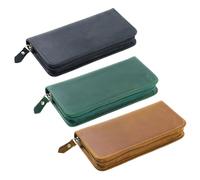 Leather Pen Pouch - Vintage Stationery Storage Organizer with 3 Slots | 100g Fountain Pen Pouch, for Workplace School Study Artist Drawing Journaling Sketching Travel Home Ṕen Pouchs