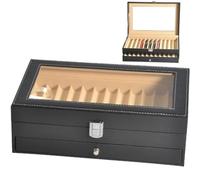 Leather Pen Storage Display Box with Glass Sunroof 24 Grids Storage Box Large Capacity Fountain Pen Storage Organizer