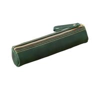Leather Pen Storage Spacious Zippered Compartment Fountain Pen School Office Business Accessories Leather Pouch, green (dark green)