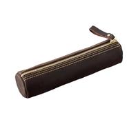 Leather Pen Storage Spacious Zippered Compartment Fountain Pen School Office Business Accessories Pen Case, coffee color