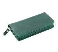 Leather Pencil Case - 6.69 Inch Vintage Stationery Bag with 3 Slots, Pen Case | Stationery Storage | for Fountain Pens, School, Work, Diary, Drawing, green, riferimento alla descrizione, Reference