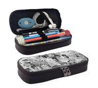 Leather Pencil Case Ahegao O-Faces Anime Zipped Compartments Pencil Bag Pen Cases Storage Bag