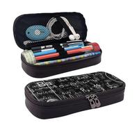 Leather Pencil Case Astronaut Physics Formulas Zipped Compartments Pencil Bag Pen Cases Storage Bag