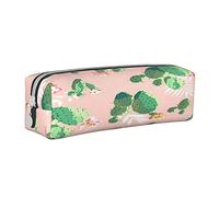 Leather Pencil Case Cactus Pattern Stationery Pencil Bag Makeup Pouch Portable Office Stationery Bag for Teens Girls Adults