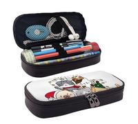 Leather Pencil Case Christmas Tree Kawaii Cats Zipped Compartments Pencil Bag Pen Cases Storage Bag