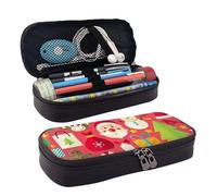 Leather Pencil Case Cute Monkey Angel Santa Zipped Compartments Pencil Bag Pen Cases Storage Bag