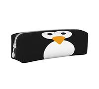 Leather Pencil Case Cute Penguin Stationery Pencil Bag Makeup Pouch Portable Office Stationery Bag for Teens Girls Adults