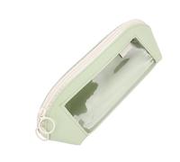 Leather Pencil Case, Cute Visible Large Capacity Aesthetic Big Pencil Pouch Small Makeup Bag for Purse Leather Pen Pouch for School Office Woman Man (Green)