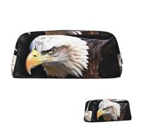 Leather Pencil Case Cute Zipper Pencil Pouch Aesthetic Pen Bag An Eagle Cosmetic Makeup Bag for Men Women