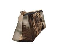 Leather Pencil Case Cute Zipper Pencil Pouch Aesthetic Pen Bag Angry Lion Cosmetic Makeup Bag for Men Women