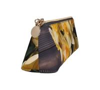 Leather Pencil Case Cute Zipper Pencil Pouch Aesthetic Pen Bag Bouquet of Daffodils Cosmetic Makeup Bag for Men Women