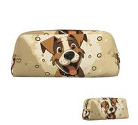 Leather Pencil Case Cute Zipper Pencil Pouch Aesthetic Pen Bag Cartoon dog bone Cosmetic Makeup Bag for Men Women