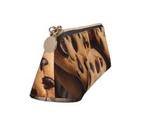 Leather Pencil Case Cute Zipper Pencil Pouch Aesthetic Pen Bag Chocolate Chip Cosmetic Makeup Bag for Men Women