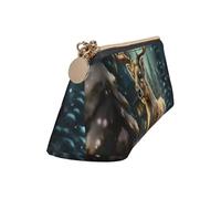 Leather Pencil Case Cute Zipper Pencil Pouch Aesthetic Pen Bag Christmas Gift Reindeer Cosmetic Makeup Bag for Men Women