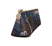 Leather Pencil Case Cute Zipper Pencil Pouch Aesthetic Pen Bag City Seattle Cosmetic Makeup Bag for Men Women