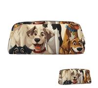Leather Pencil Case Cute Zipper Pencil Pouch Aesthetic Pen Bag Hound Dogs Cosmetic Makeup Bag for Men Women