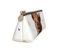 Leather Pencil Case Cute Zipper Pencil Pouch Aesthetic Pen Bag Jumping boar animation Cosmetic Makeup Bag for Men Women