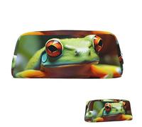 Leather Pencil Case Cute Zipper Pencil Pouch Aesthetic Pen Bag lovely Tree Frogs Cosmetic Makeup Bag for Men Women