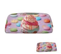 Leather Pencil Case Cute Zipper Pencil Pouch Aesthetic Pen Bag Many colored ice cream Cosmetic Makeup Bag for Men Women