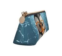 Leather Pencil Case Cute Zipper Pencil Pouch Aesthetic Pen Bag Penguin with glasses Cosmetic Makeup Bag for Men Women