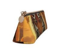 Leather Pencil Case Cute Zipper Pencil Pouch Aesthetic Pen Bag Rising Sun Tiger Cosmetic Makeup Bag for Men Women