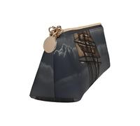 Leather Pencil Case Cute Zipper Pencil Pouch Aesthetic Pen Bag Sailing ship in storm Cosmetic Makeup Bag for Men Women