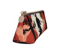 Leather Pencil Case Cute Zipper Pencil Pouch Aesthetic Pen Bag Samurai Cosmetic Makeup Bag for Men Women