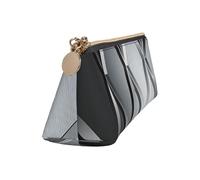Leather Pencil Case Cute Zipper Pencil Pouch Aesthetic Pen Bag Silver Geometric Figure Cosmetic Makeup Bag for Men Women