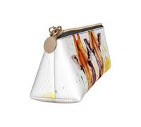 Leather Pencil Case Cute Zipper Pencil Pouch Aesthetic Pen Bag Watercolor Giraffes Cosmetic Makeup Bag for Men Women