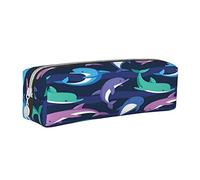Leather Pencil Case Dolphin Stationery Pencil Bag Makeup Pouch Portable Office Stationery Bag for Teens Girls Adults