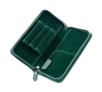 Leather Pencil Case for Pens and Pencils, Vintage Organizer Bag with 3 Compartments - Fountain Pen Holder - For School, Study, Drawing, Journaling Sketches, Travel, Home Place, green, riferimento