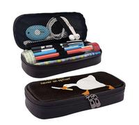 Leather Pencil Case Funny Goose with Knife Zipped Compartments Pencil Bag Pen Cases Storage Bag