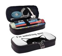 Leather Pencil Case I'm Watching You Zipped Compartments Pencil Bag Pen Cases Storage Bag
