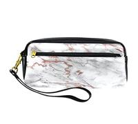 Leather Pencil Case Marker Pen Pouch Desk Organizer Boxes,Rose Gold White Marble,Pencil Storage Package